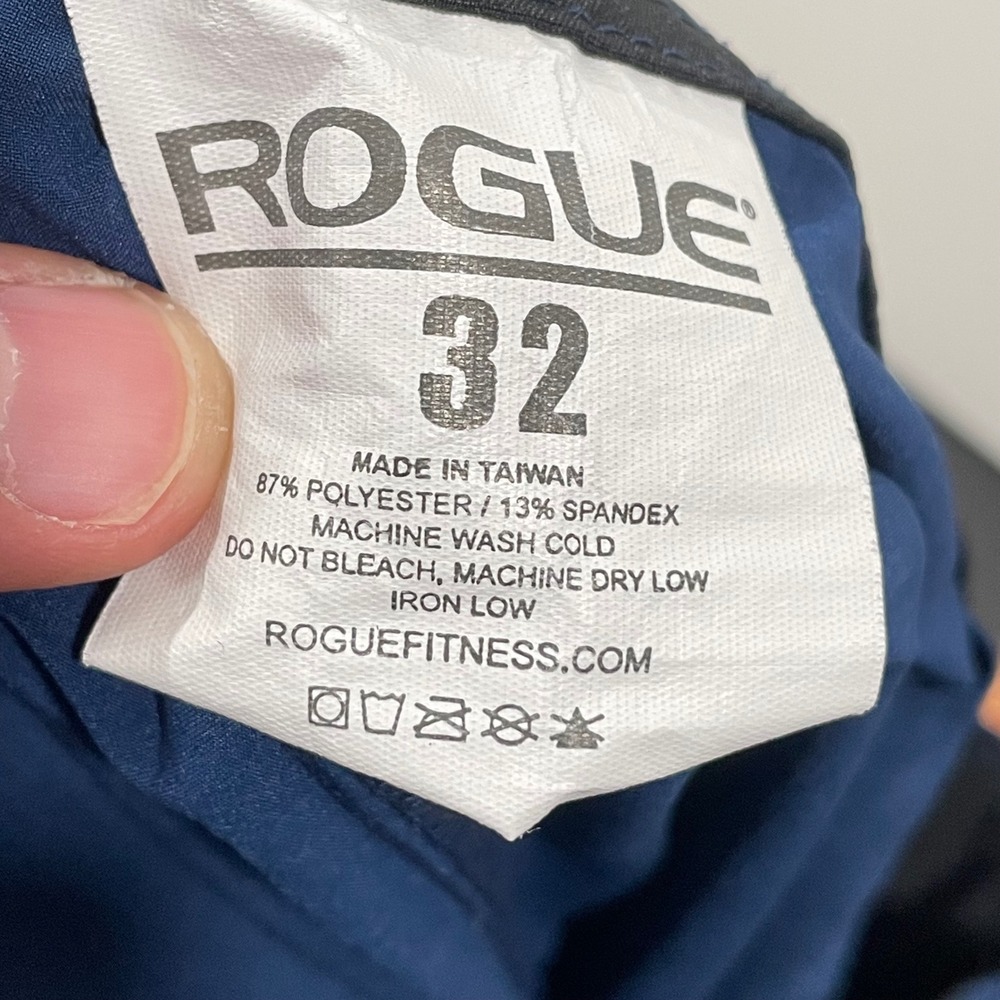 Rogue Fitness Mens Training Shorts Navy Blue Logo CrossFit Workout Size 32 - Picture 4 of 4